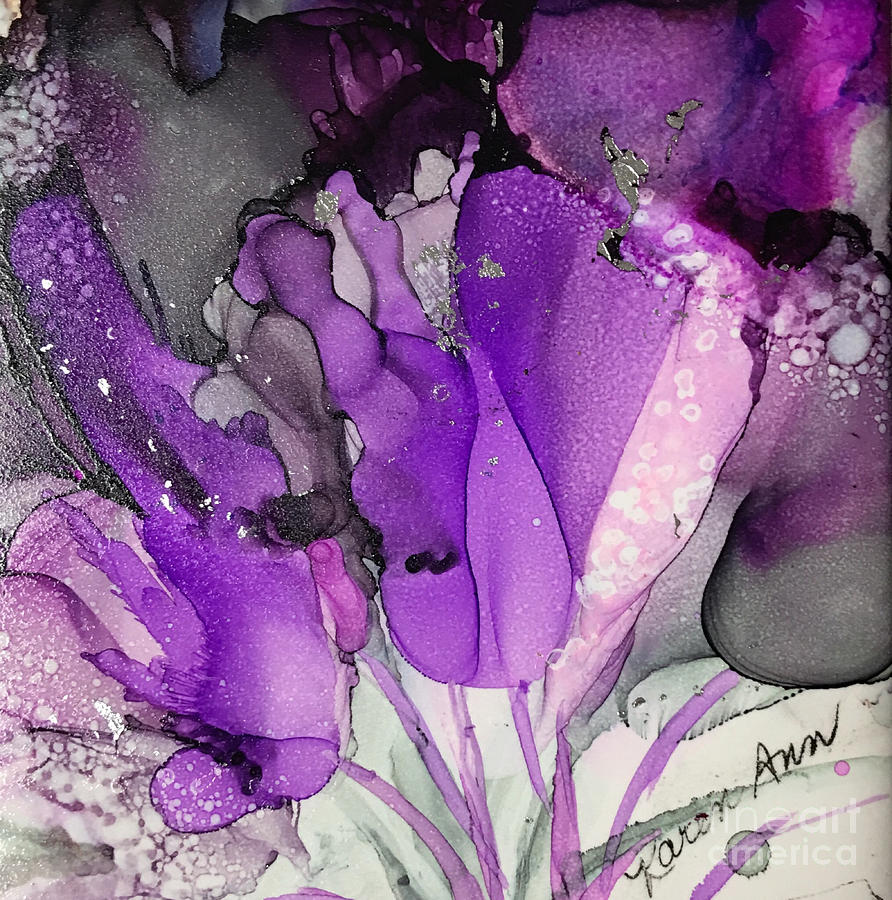 Violet Blooms Painting by Karen Ann