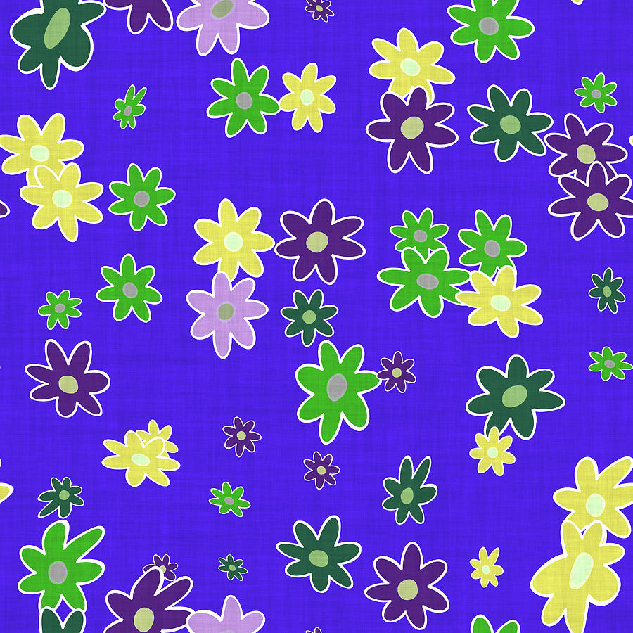 Colorful Digital Art - Violet Blue Floral Cloth Modern Decor Design by Georgiana Romanovna
