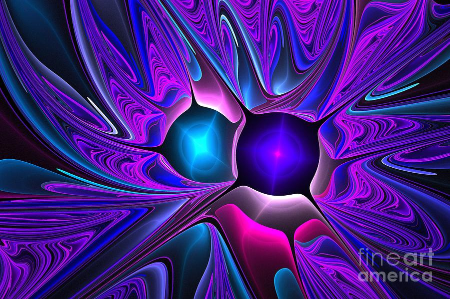Abstract Digital Art - Violet Blue Layers by Kim Sy Ok
