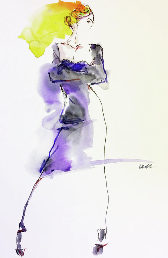 Violet Dress Painting by Art Studio Yuko - Fine Art America