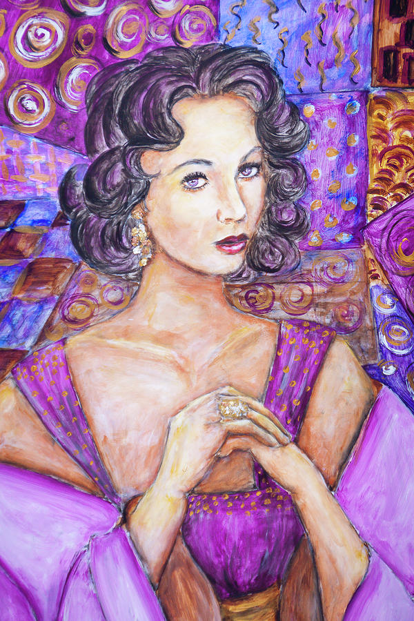 Violet Eyes - liz Taylor Painting by Nik Helbig