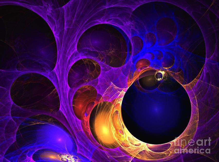 Abstract Digital Art - Violet Galaxies by Kim Sy Ok