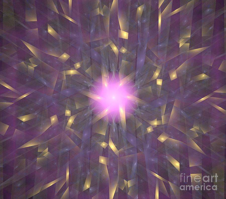 Abstract Digital Art - Violet Gold Bamboo by Kim Sy Ok