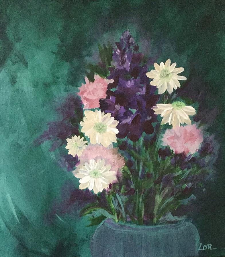 Violet In Green Painting by Lorraine Centrella