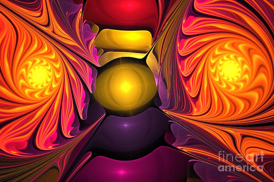 Abstract Digital Art - Violet Orange Spiral by Kim Sy Ok