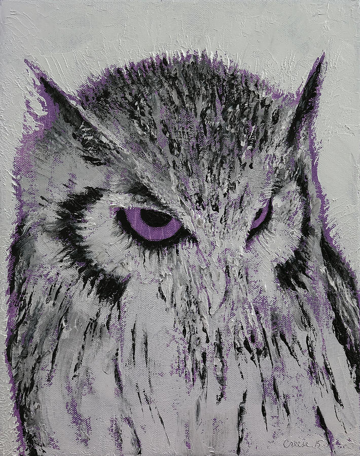 Violet Owl Painting by Michael Creese
