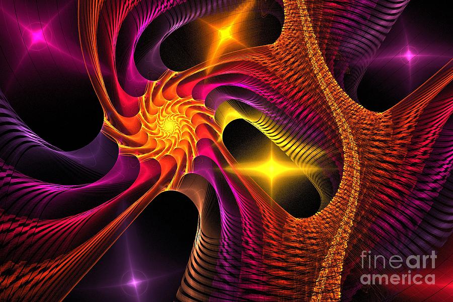 Abstract Digital Art - Violet Pink Spiral by Kim Sy Ok