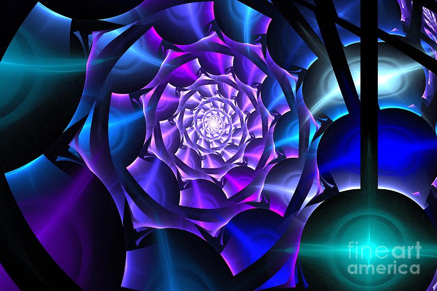 Abstract Digital Art - Violet Sea Swirl by Kim Sy Ok