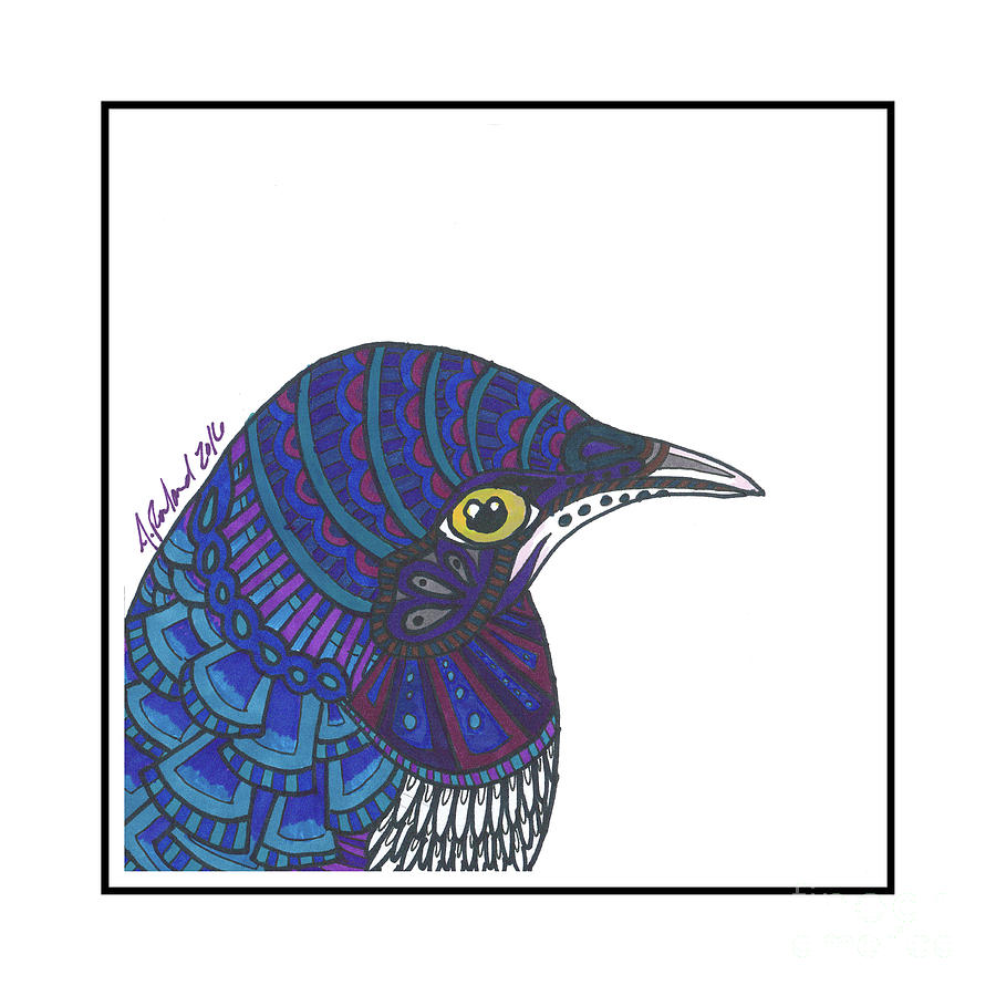 Bird Drawing - Violet Starling #4 by Allie Rowland