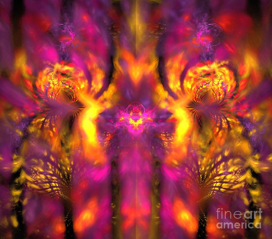 Abstract Digital Art - Violet Sun Spires by Kim Sy Ok