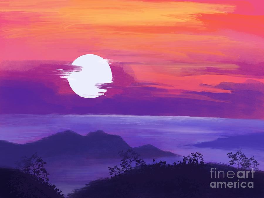 violet sunset painting