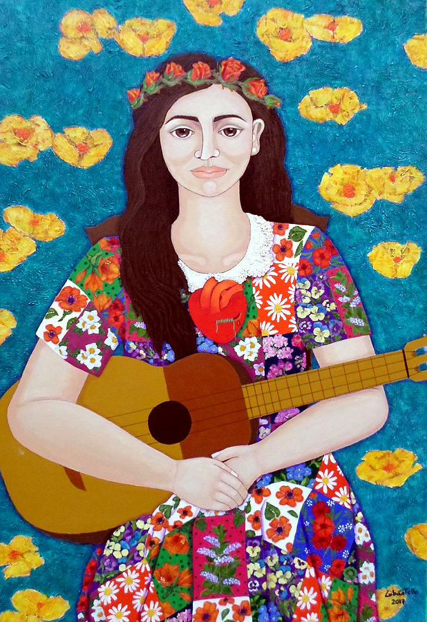 Music Painting - Violeta Parra and the song The gardener  by Madalena Lobao-Tello