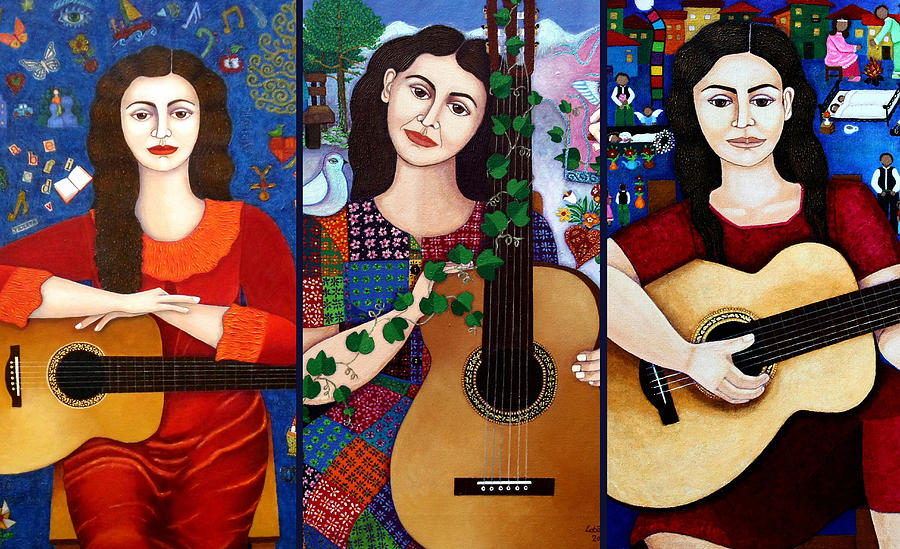 Music Painting - Violeta Parra collage  by Madalena Lobao-Tello