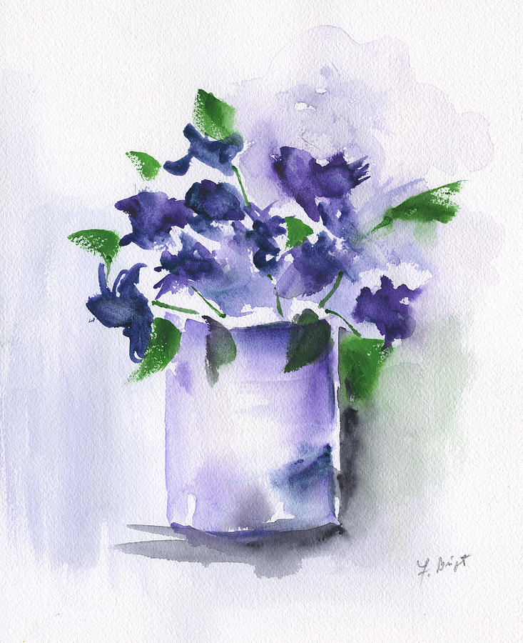 Violets Abstract 2 Painting by Frank Bright