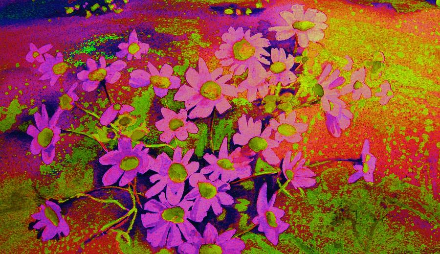 Violets Among The Heather Painting by Carole Spandau