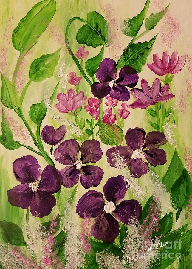 Flower Painting - Violets in the Garden by Maria Urso
