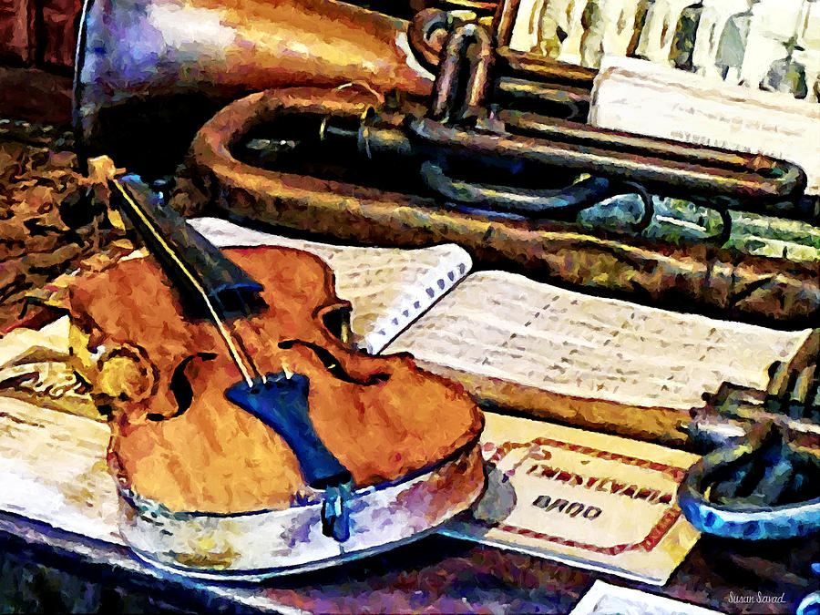 Violin and Bugle Photograph by Susan Savad