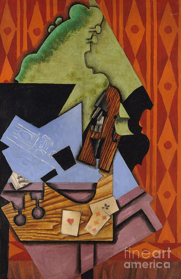 Violin and Playing Cards on a Table, 1913 Painting by Juan Gris