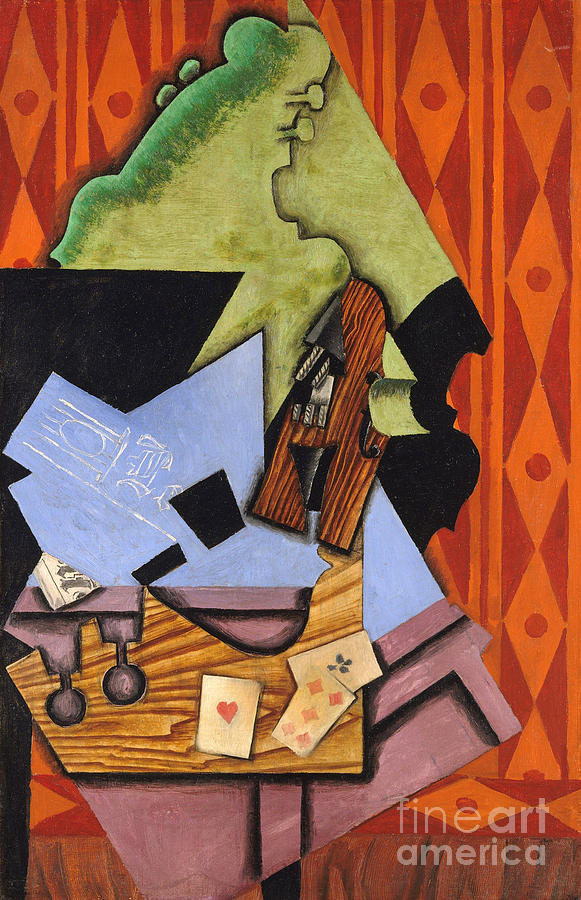 Violin And Playing Cards On A Table Painting by MotionAge Designs