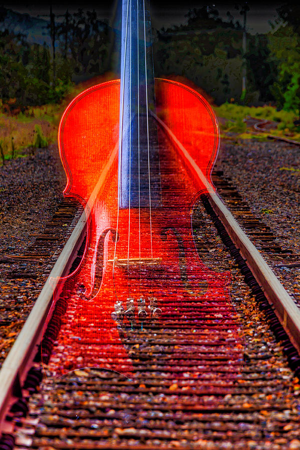 Violin Photograph - Violin And Rails by Garry Gay
