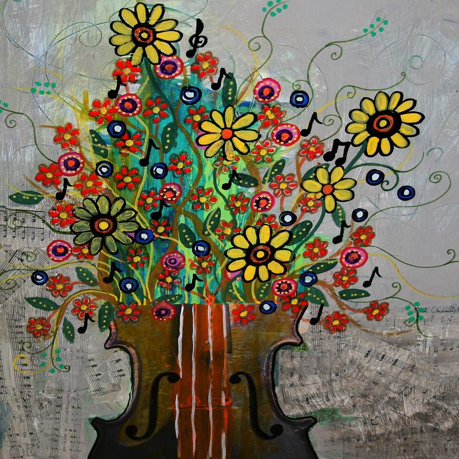 Flower Painting - Violin Bouquet by Rick Cheadle