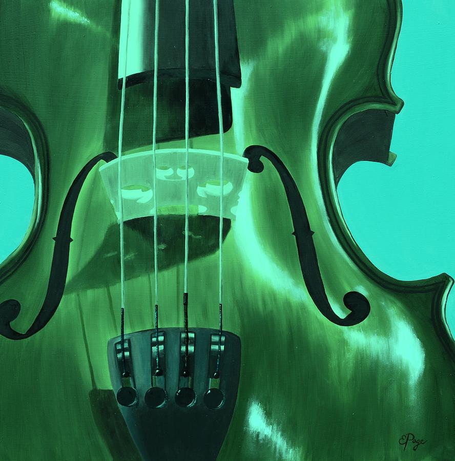 Violin in Green Painting by Emily Page