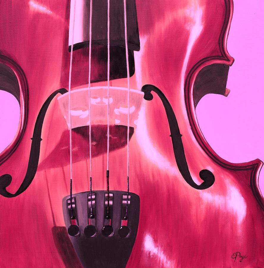 Violin in Pink Painting by Emily Page