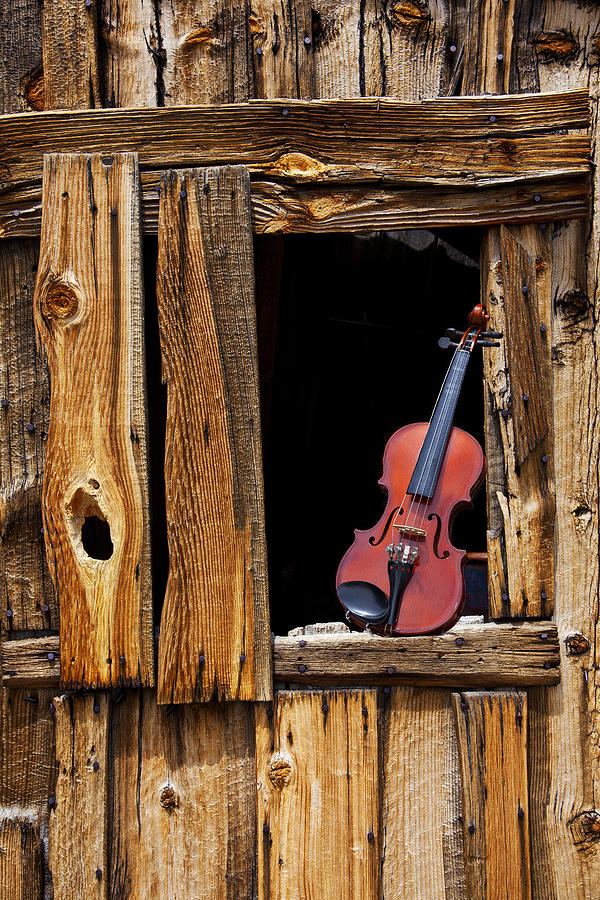 Music Photograph - Violin in window by Garry Gay