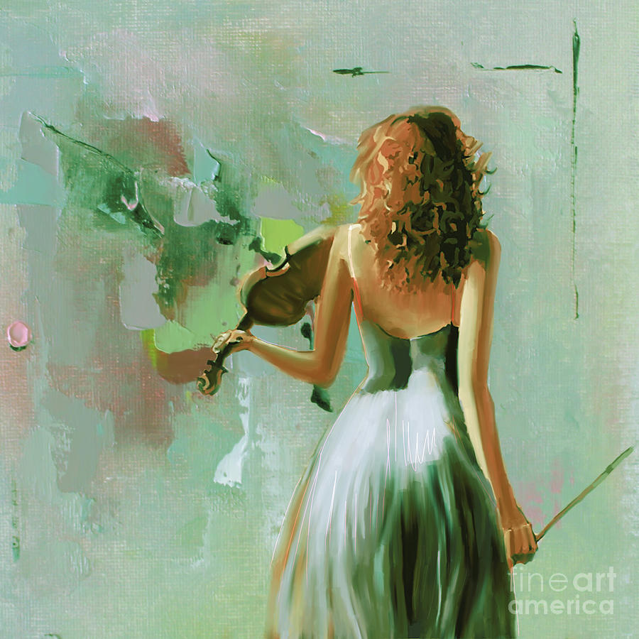 Music Painting - Violin Player art 56RR by Gull G