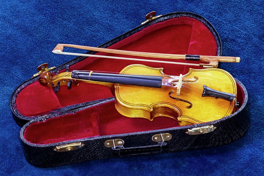 Violin with Bow and Case Photograph by Bob Slitzan