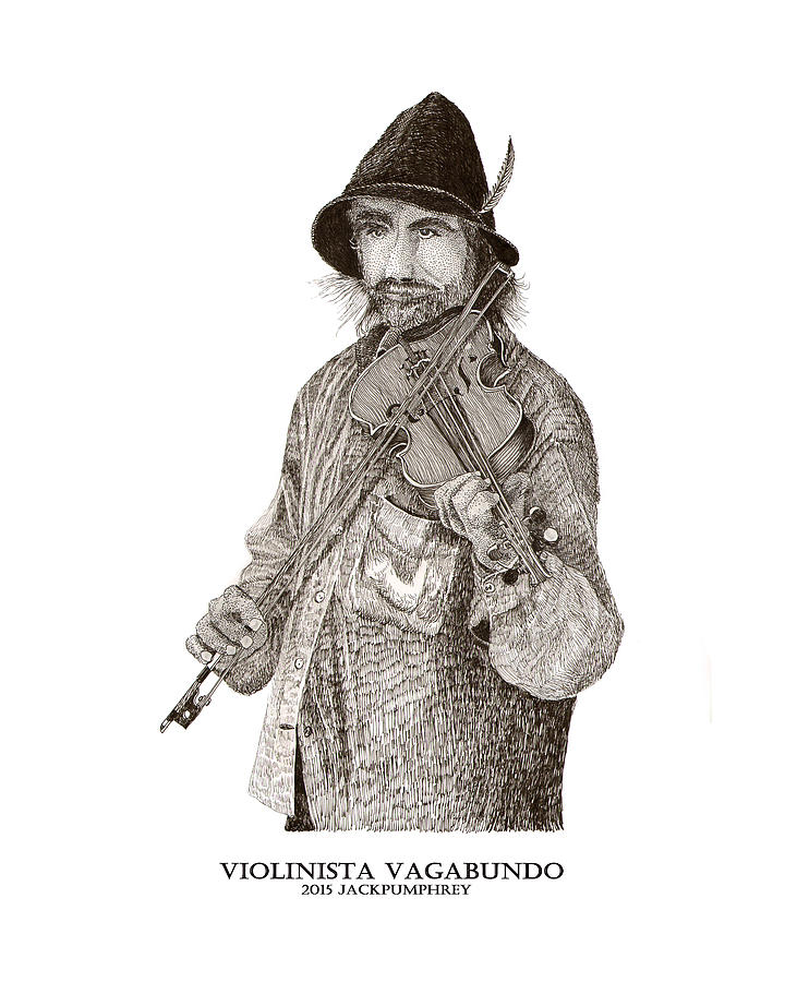 Violinista Busker Vagabundo Drawing by Jack Pumphrey