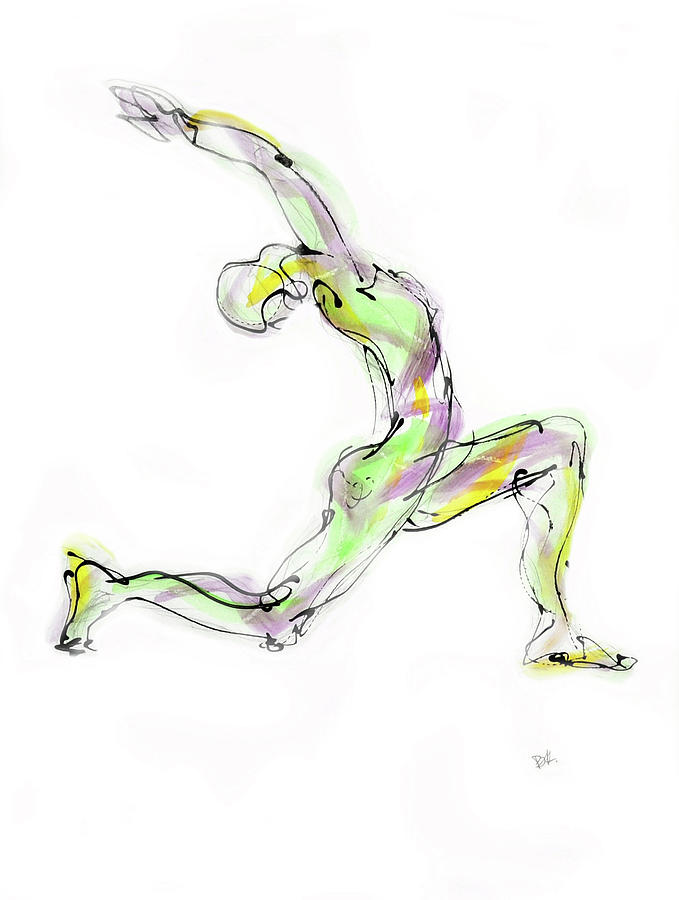 Virabhadrasana Drawing by Boryana Korcheva