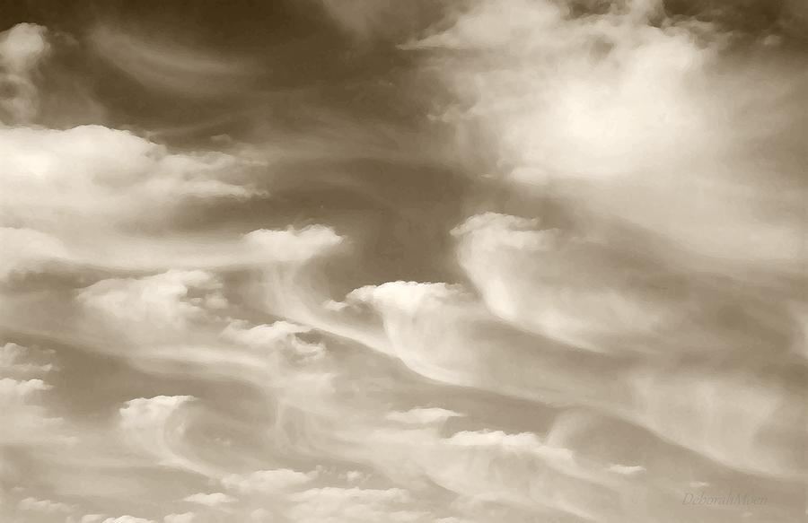 Clouds Photograph - Virga Clouds In Sepia by Deborah Moen