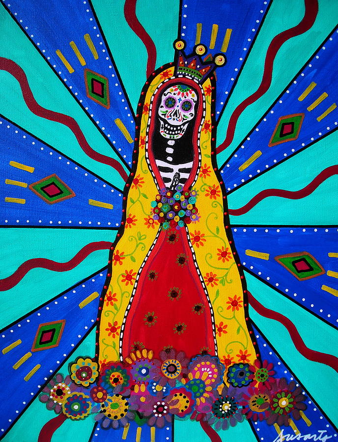 Skull Painting - Virgen Guadalupe Dia De Los Muertos by Pristine Cartera Turkus