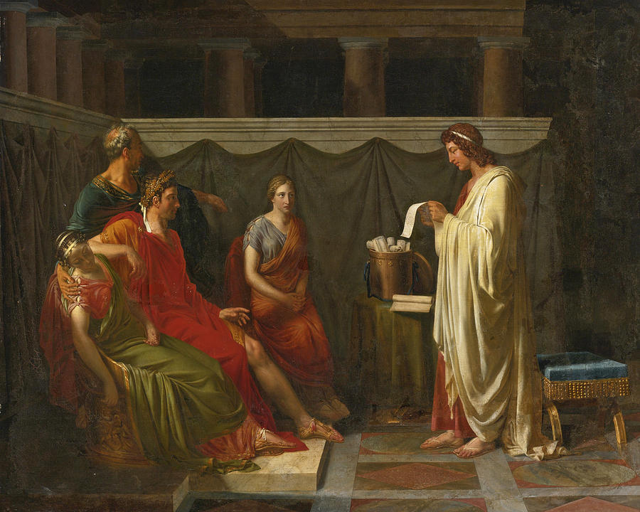 Virgil reading his Aeneid to Augustus Painting by Jean-Bruno Gassies