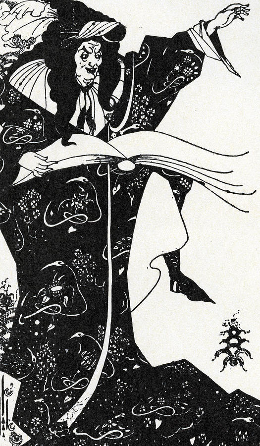 Aubrey Beardsley Drawing - Virgilius the Sorcerer by Aubrey Beardsley