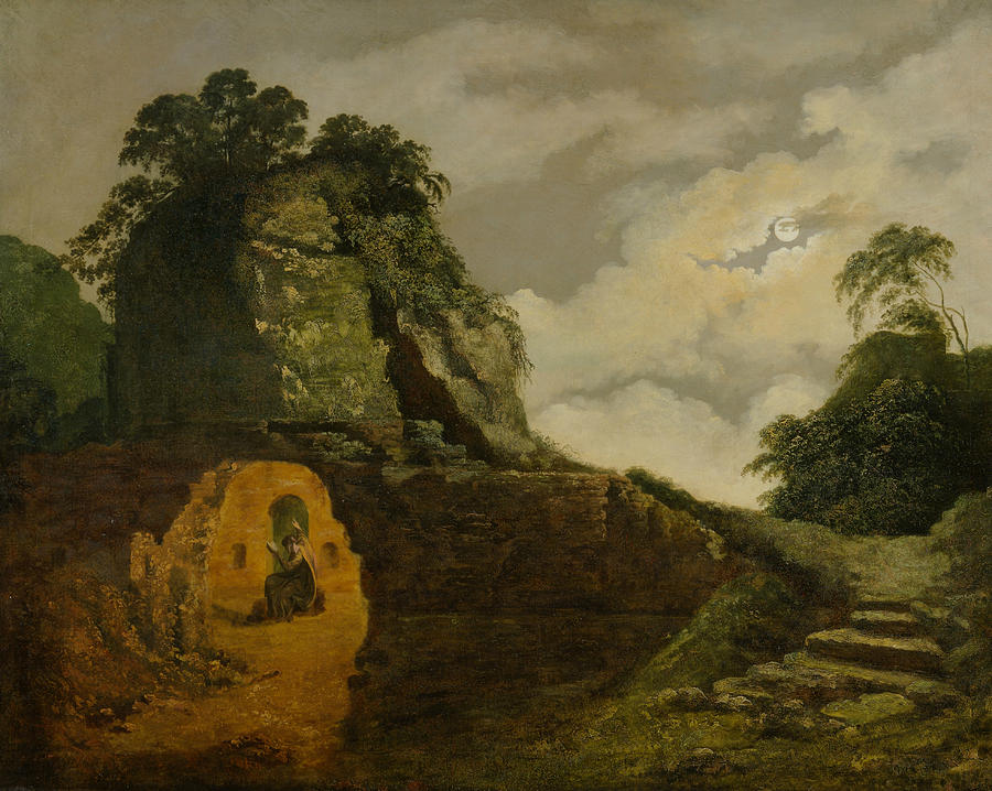 Virgils Tomb by Moonlight, with Silius Italicus Painting by Joseph Wright