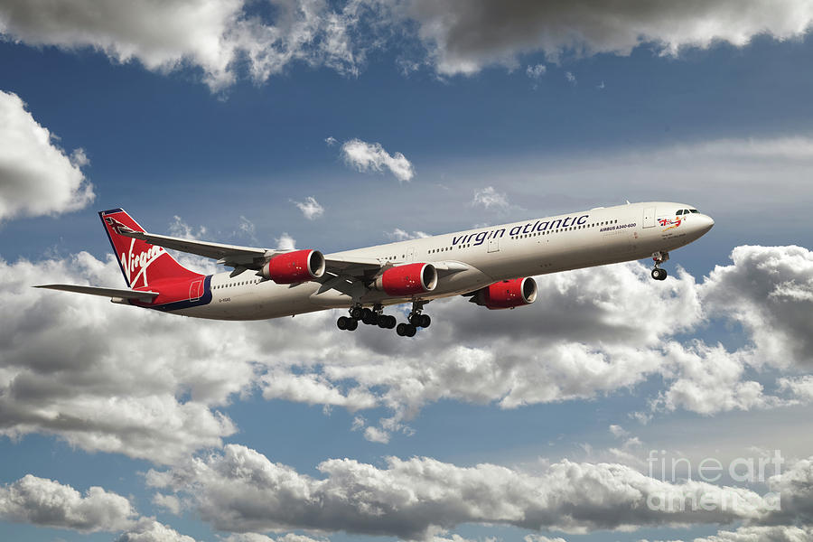 Virgin Airbus A340 G-VGAS Digital Art by Airpower Art