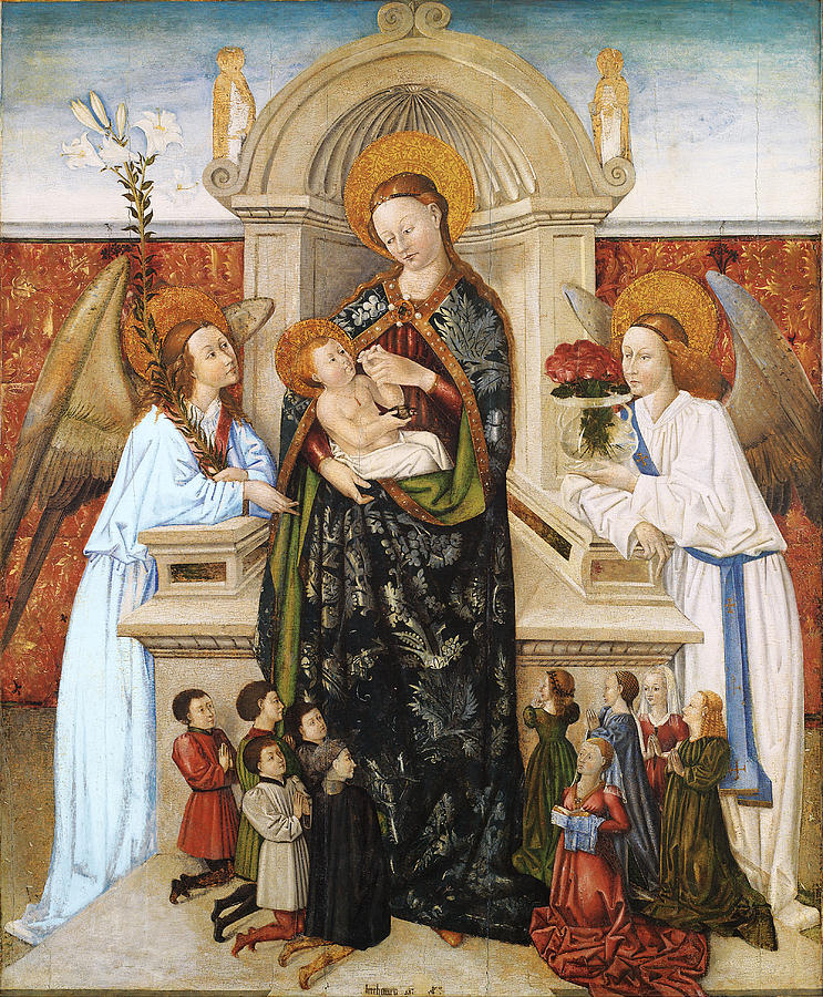 Virgin and Child Angels and Family of Donors Painting by Berthomeu Baro