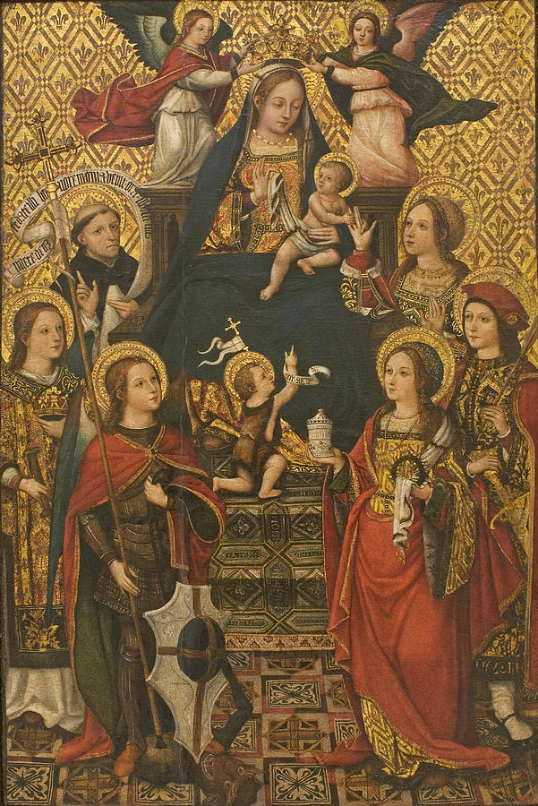 Virgin and Child, Saints and Angels Painting by Vicente Masip