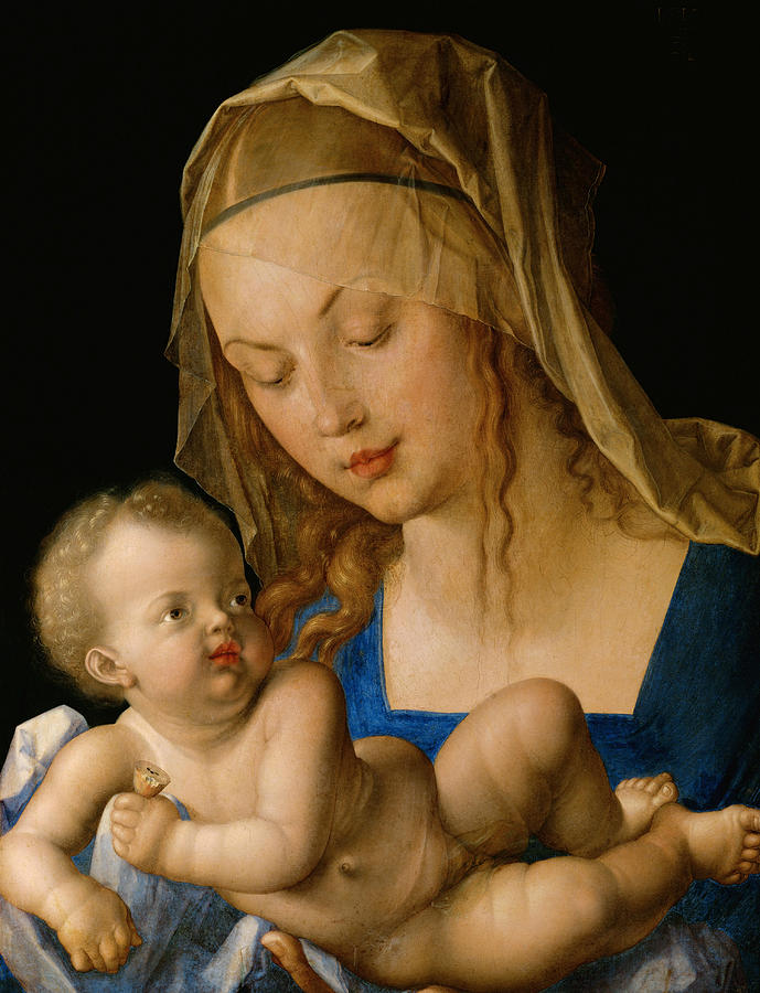 Virgin and Child with a Pear Painting by Albrecht Durer