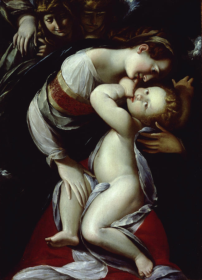 Madonna Painting - Virgin and Child with Angels by Giulio Cesare Procaccini