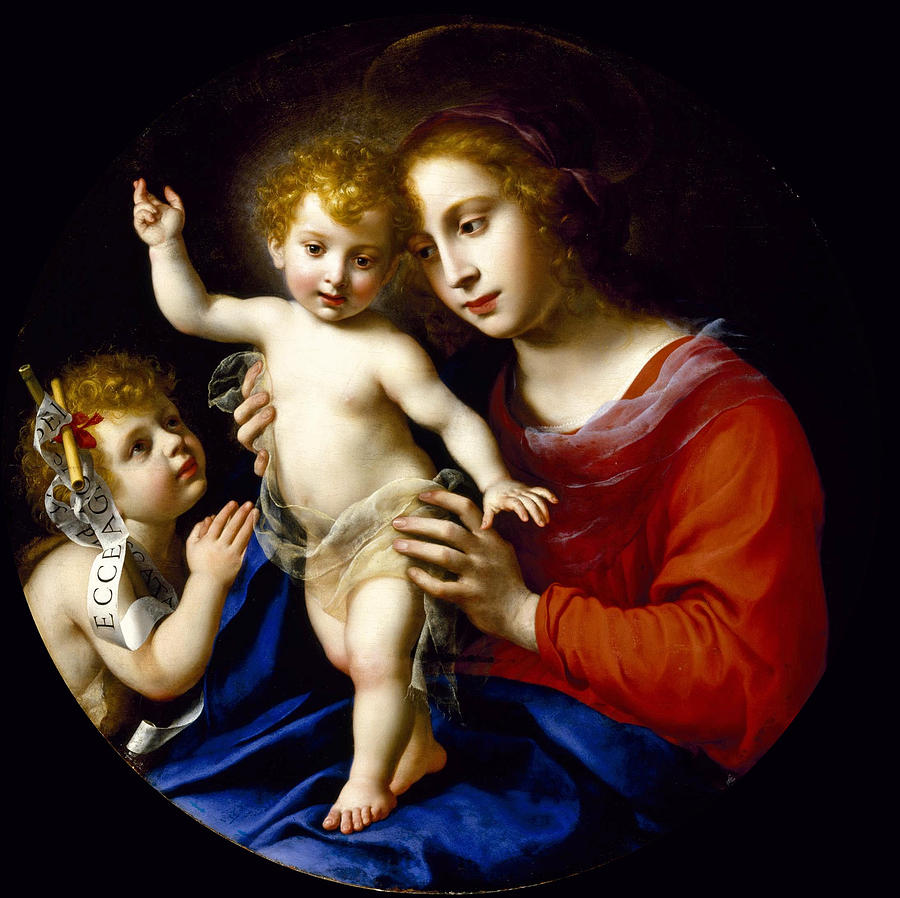 Virgin and Child with the Infant Saint John the Baptist Painting by Carlo Dolci