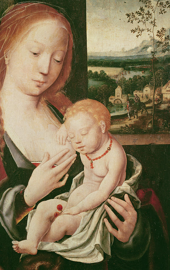 Madonna Painting - Virgin and sleeping Child by Joos van Cleve