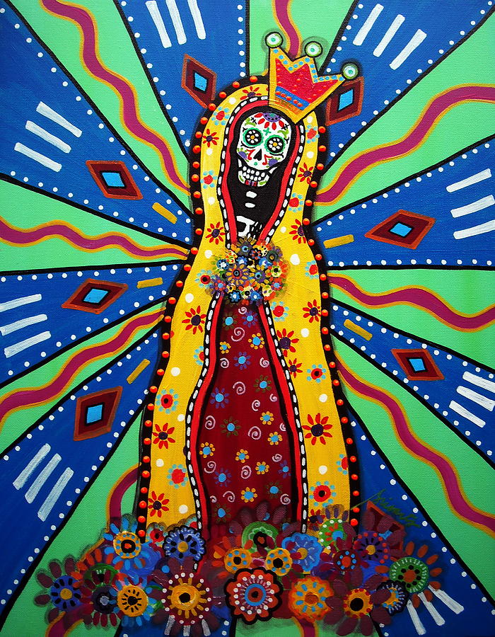 Virgin Guadalupe Day Of The Dead Painting Painting by Pristine Cartera Turkus