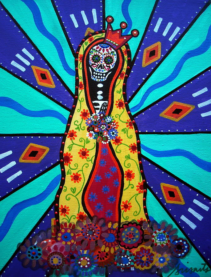 Virgin Guadalupe Day Of The Dead Painting by Pristine Cartera Turkus