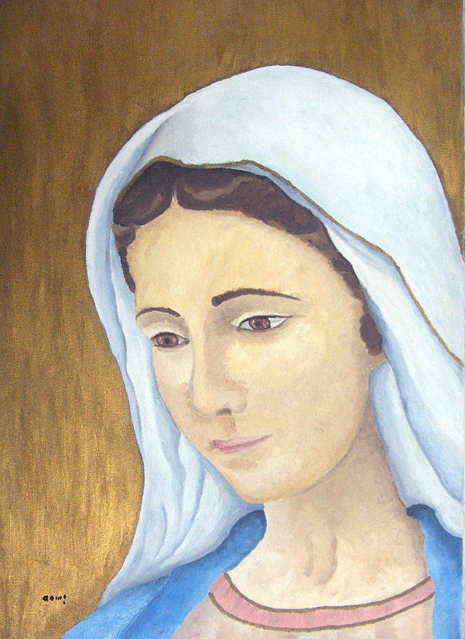 Virgin Mary Drawing by Basma Saadeh