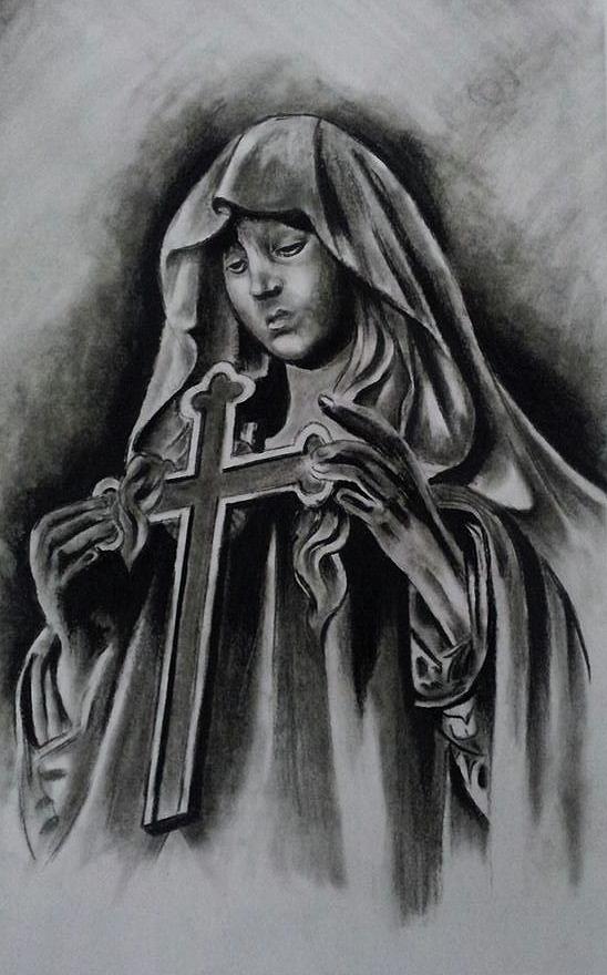 virgin Mary Drawing by Mina Elias | Fine Art America