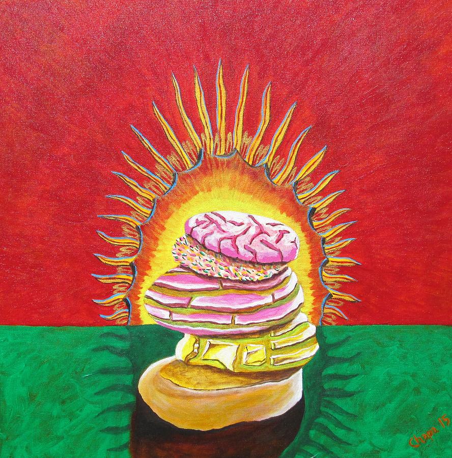 Virgin Mexican sweet bread Painting by Manny Chapa