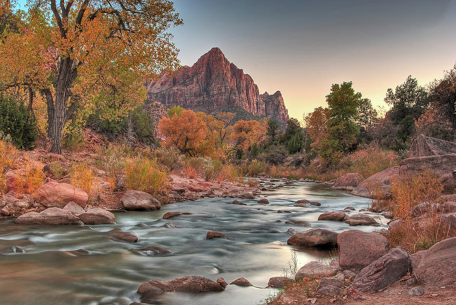 Virgin River and The Watchman Photograph by Greg Nyquist